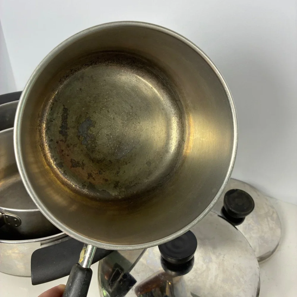 Vtg Revere Ware Set Copper Bottom Stainless MCM Farmhouse Retro Classic Durable